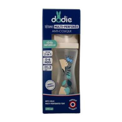 DODIE BIBERON TETINE MULTI PERFOREE ANTI COLIQUE 270 ML 0-6MOIS DEBIT 2 BLEU Parapharmacie prix Maroc