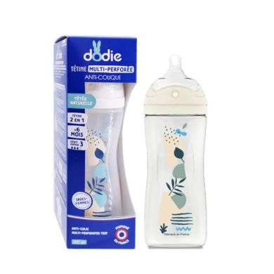DODIE BIBERON TETINE MULTI PERFOREE ANTI COLIQUE 330 ML 6MOIS+ DEBIT 3 BLEU Parapharmacie prix Maroc