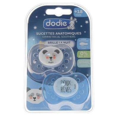 DODIE SUCETTES ANATOMIQUES SYMMETRIC BRILLE LA NUIT + 18 MOIS A2 Parapharmacie prix Maroc