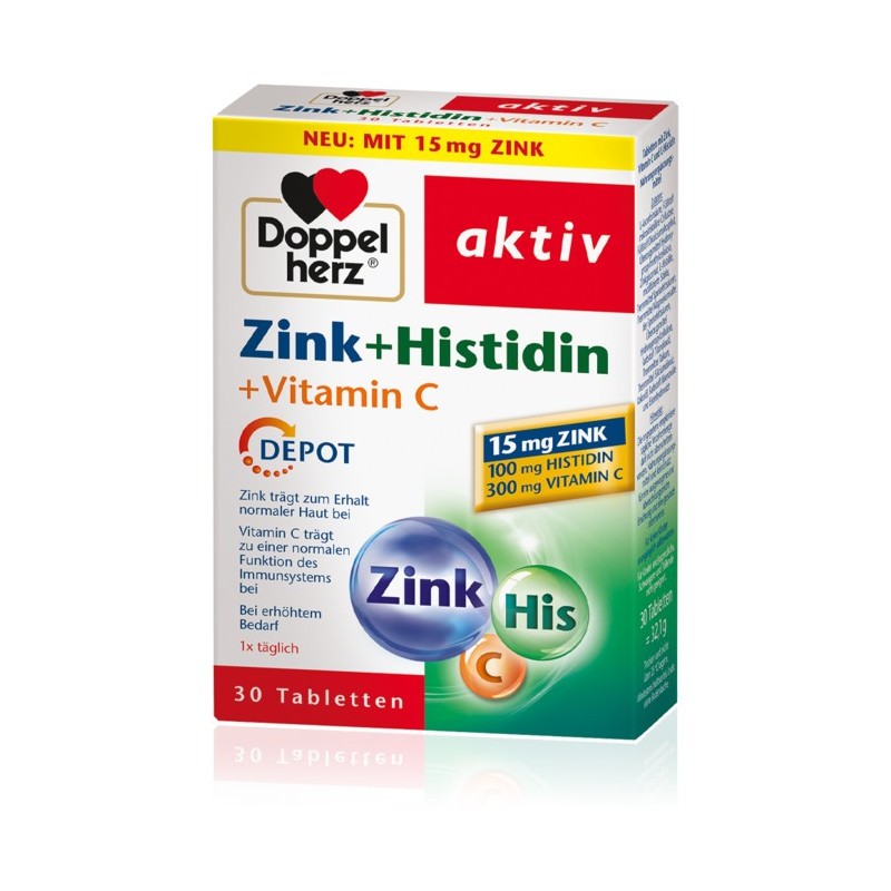 DOPPEL HERZ AKTIV Zinc + Hisridin + Vitamine C | 30 comprimés
