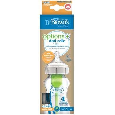 DR BROWNS BIBERON EN VERRE OPTIONS + ANTI COLIC COL LARGE 270 ML 0 M+ Parapharmacie prix Maroc