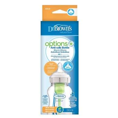 DR BROWN'S BIBERON OPTIONS+ + ANTI COLIC COL LARGE 330ML TETINE 3 MOIS+ Parapharmacie prix Maroc