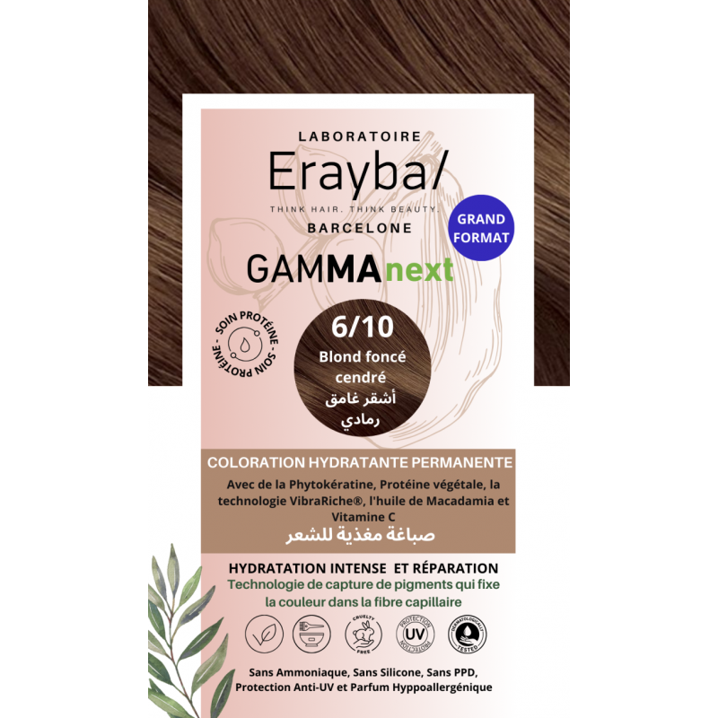 Erayba Coloration Hydratante Permanente Blond Fonce Cendre N°6.10