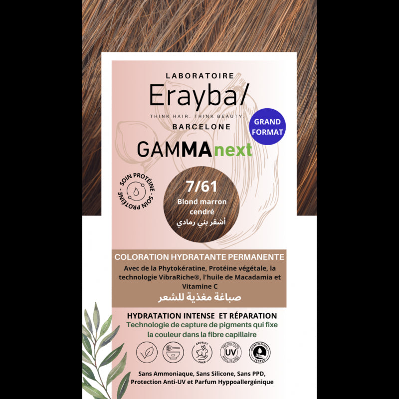 ERAYBA COLORATION HYDRATANTE PERMANENTE BLOND MARRON N°7.61 prix Maroc
