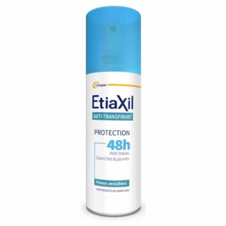ETIAXIL DEODORANT ANTI-TRANSPIRANT PROTECTION 48H ANTI-TRACES BLANCHE ET JAUNES PEAUX SENSIBLES 100ML prix Maroc