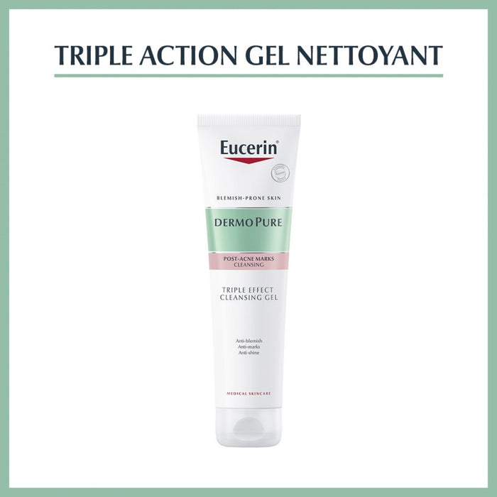 Eucerin Dermopure Gel Nettoyant Triple Action 150 ml — 2% acide salicylique peaux acnéiques | lamaisonpara.ma