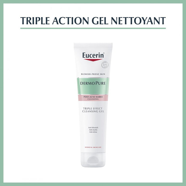 Eucerin Dermopure Gel Nettoyant Triple Action 150 ml — 2% acide salicylique peaux acnéiques | lamaisonpara.ma