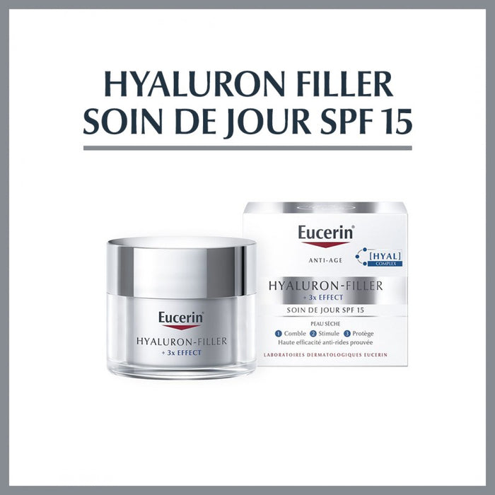 Eucerin Hyaluron-Filler 3X Effect Soin de Jour Peau Sèche SPF 15 50 ml — anti-rides | lamaisonpara.ma