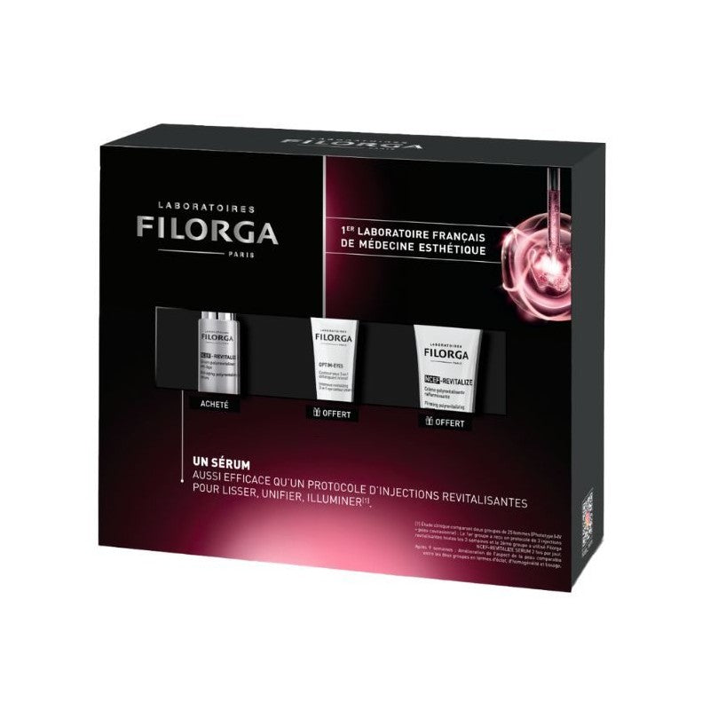 FILORGA COFFRET NCEF REVITALIZE SERUM ANTI-AGE 30ML + NCEF REVITALIZE CREME 15ML OFFERT + OPTIM EYES CONTOUR YEUX 4ML OFFERT prix Maroc