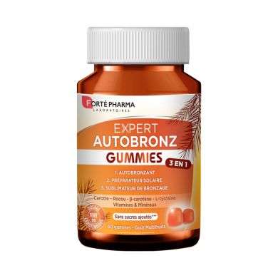 FORTE PHARMA EXPERT AUTOBRONZ GUMMIES 3 EN 1 GOUT MULTIFRUITS 60 GOMMES Parapharmacie prix Maroc