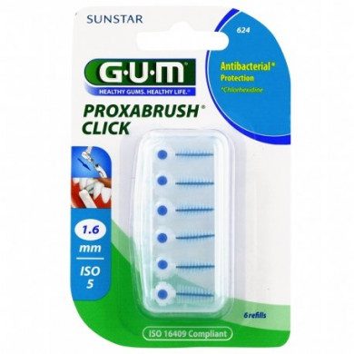 GUM BROSSE FINES PAR 6 UNITES A LA CHLORHEXIDINE 1.6MM REF 624 Parapharmacie prix Maroc