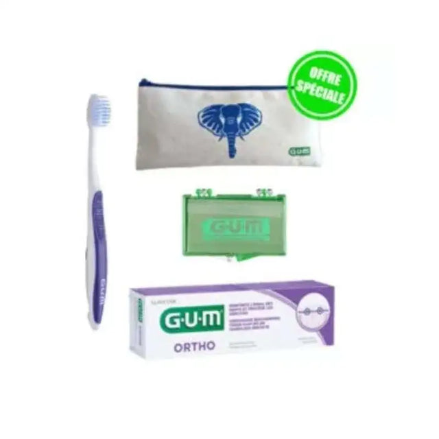 GUM TROUSSE ORTHO BROSSE A DENTS 124 + DENTIFRICE ORTHO + CIRE ORTHO REF TR.ORTHO prix Maroc