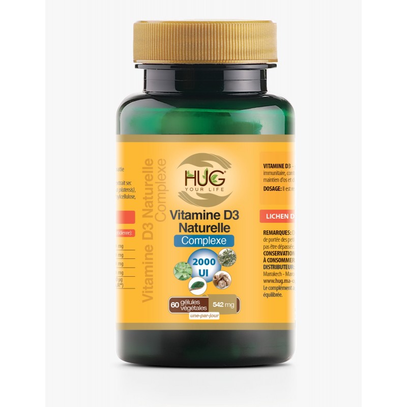 HUG Vitamine D3 naturelle Complexe 2000UI | 60 gélules