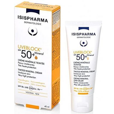 ISISPHARMA UVEBLOCK SPF 50+ CREME MINERALE TEINTEE PEAUX INTOLERANTES 40 ML 40 ml Parapharmacie prix Maroc