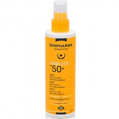 ISISPHARMA UVEBLOCK SPRAY PEAUX SENSIBLES SPF 50 - 200 ML Parapharmacie prix Maroc