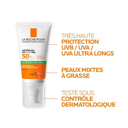 La Roche Posay Anthelios UVMUNE 400 Oil Control Gel-Crème SPF50+ Invisible 50ml= EAU THERMALE 50ML OFFERTE
