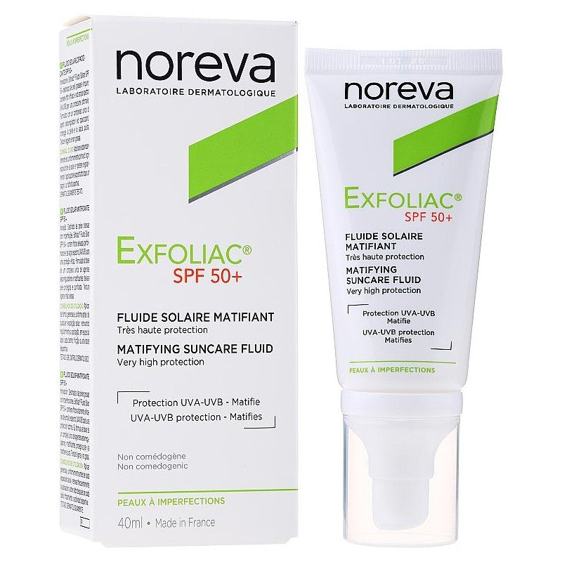 NOREVA EXFOLIAC fluide solaire matifiant spf 50+ (40ml) - prix Maroc