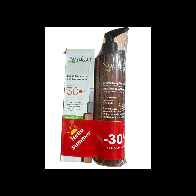 NOVAHAIR PACK SHAMPOOING ANTI-CHUTE 250ML + LOTION ANTI-CHUTE SPF30 125ML