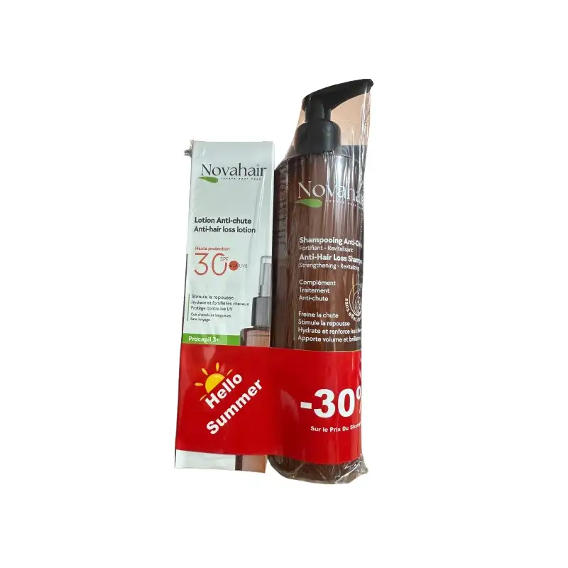 NOVAHAIR PACK SHAMPOOING ANTI-CHUTE 250ML + LOTION ANTI-CHUTE SPF30 125ML