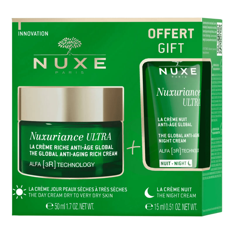 NUXE Kit Anti-Âge Global Nuxuriance Ultra Crème Riche 50ml + la crème nuit 15ml offerte prix Maroc