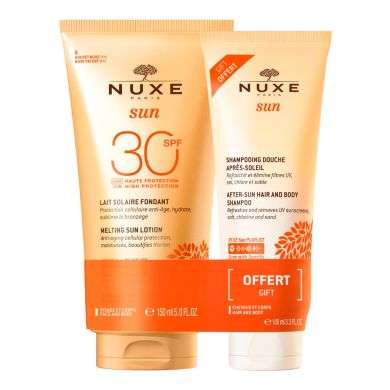 NUXE OFFRE SUN LAIT SOLAIRE FONDANT SPF 30 - 150 ML +SHAMPOING DOUCHE APRES SOLEIL 100 ML prix Maroc