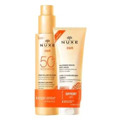 NUXE OFFRE SUN SPRAY SOLAIRE DELICIEUX 150 ML SPF 50+ SHAMPOING DOUCHE APRES SOLEIL 100 ML prix Maroc