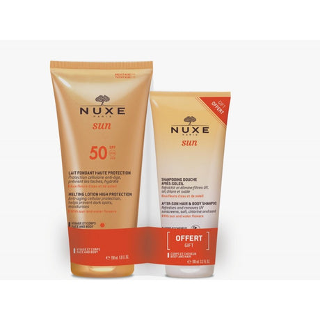NUXE SUN PACK LAIT SOLAIRE FONDANT SPF50 150ML + SHAMPOOING DOUCHE APRES-SOLEIL 100ML prix Maroc