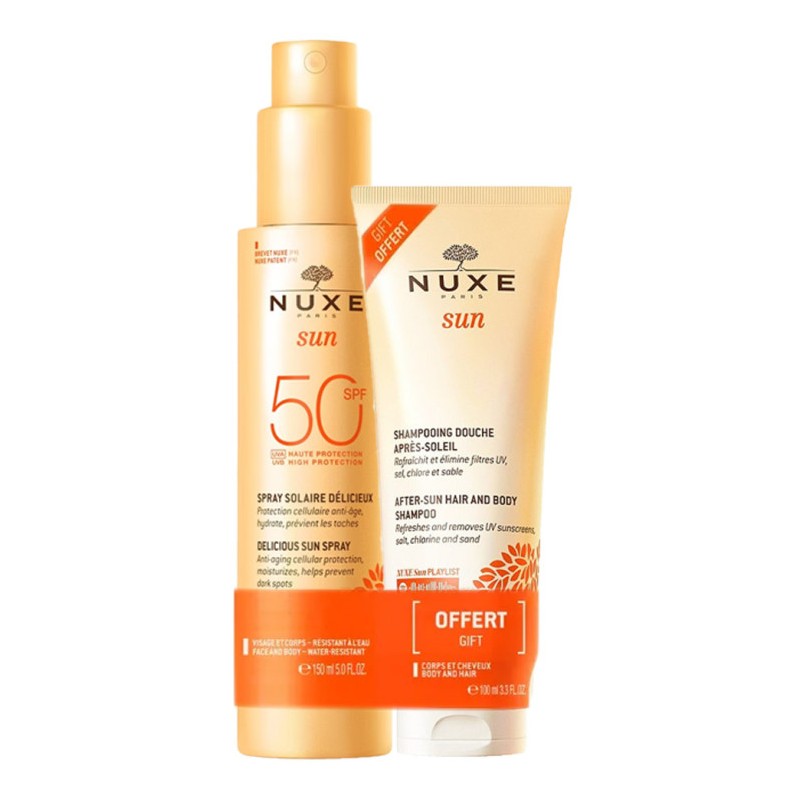 NUXE SUN PACK SPRAY SOLAIRE DELICIEUX 150ML + SHAMPOOING DOUCHE APRES-SOLEIL 100ML