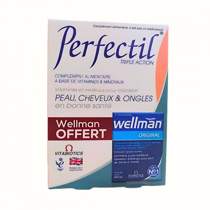 PERFECTIL PACK TRIPLE ACTION 30 comprimés + WELLMAN Original Offert prix Maroc