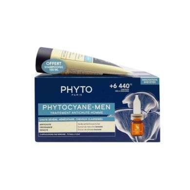 PHYTO SET PHYTOCYANE TRAITEMENT ANTICHUTE HOMME CHUTE PROGRESSIVE + SHAMPOING 100ML OFFERT Parapharmacie prix Maroc
