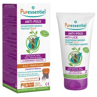 PURESSENTIEL SHAMPOING MASQUE 2 EN 1 ANTI POUX 150 ML Parapharmacie prix Maroc