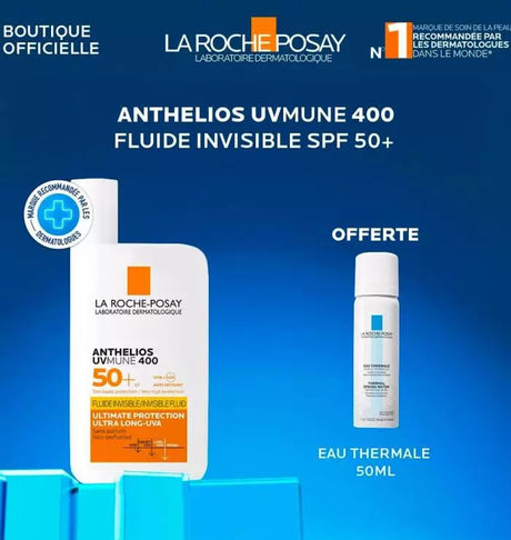 LA ROCHE POSAY OFFRE ANTHELIOS UVMUNE 400 CREME HYDRATANTE SPF 50+ INVISIBLE 50 ML + EAU THERMALE 50ML OFFERT prix Maroc