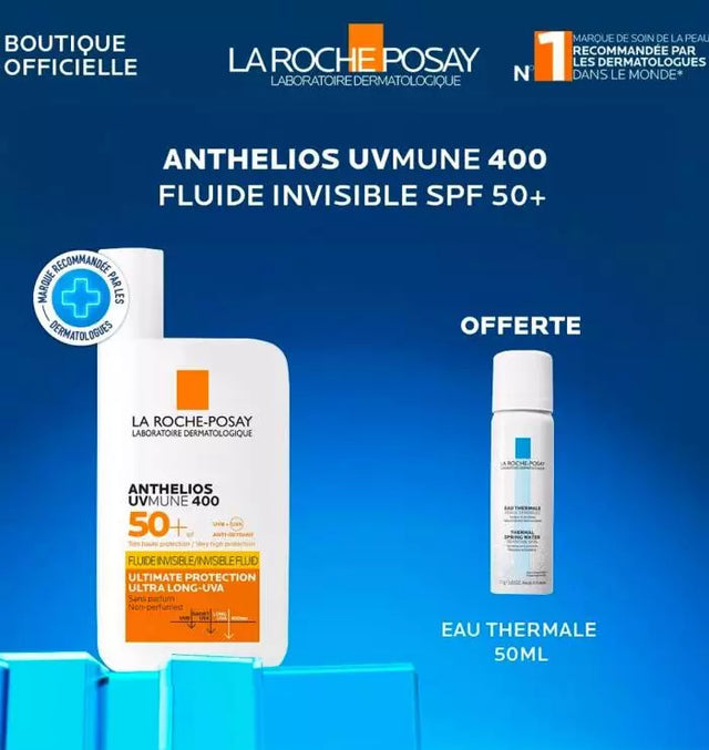 LA ROCHE POSAY OFFRE ANTHELIOS UVMUNE 400 CREME HYDRATANTE SPF 50+ INVISIBLE 50 ML + EAU THERMALE 50ML OFFERT prix Maroc