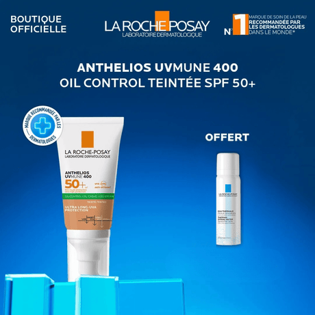 LA ROCHE POSAY OFFRE ANTHELIOS UVMUNE 400 GEL CREME OIL CONTROL TEINTE SPF 50 + EAU THERMALE 50ML OFFERT prix Maroc