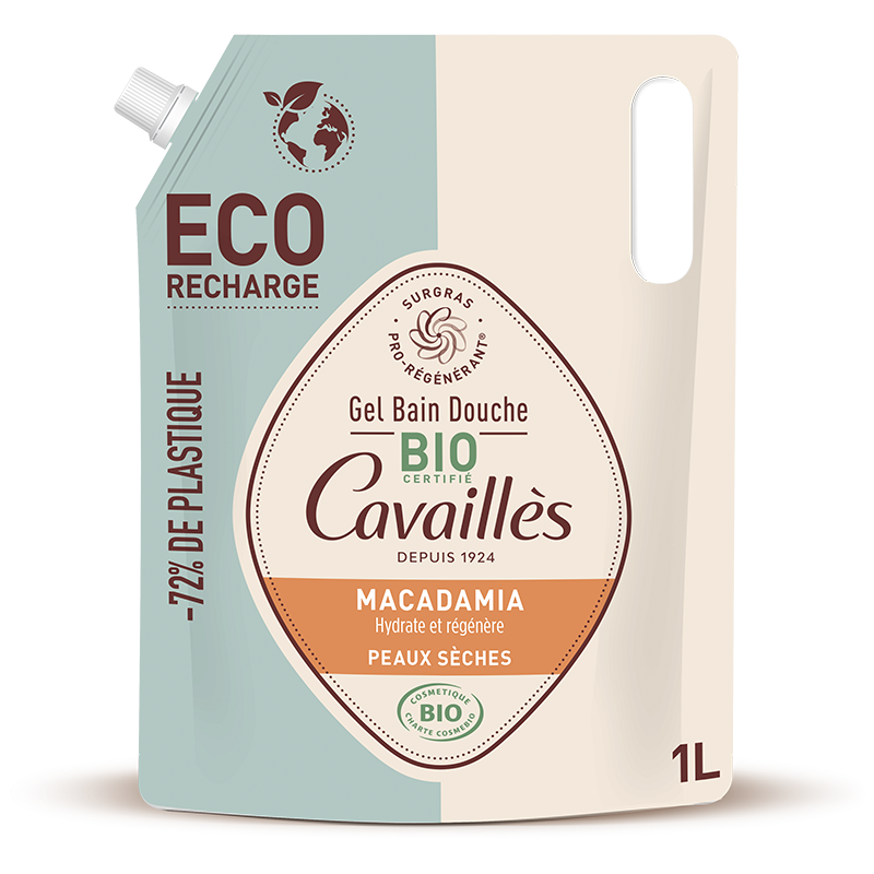 Roge Cavailles Eco-Recharge Huile Macadamia Gel Bain Douche Bio 1l
