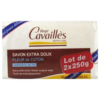 ROGE CAVAILLES SAVON EXTRA DOUX FLEUR DE COTON LOT DE 2 x 250 G prix Maroc
