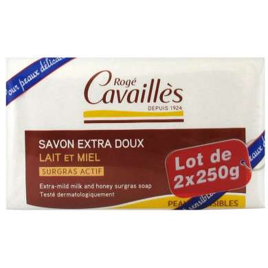 ROGE CAVAILLES SAVON EXTRA DOUX LAIT ET MIEL LOT DE 2 x 250 G prix Maroc