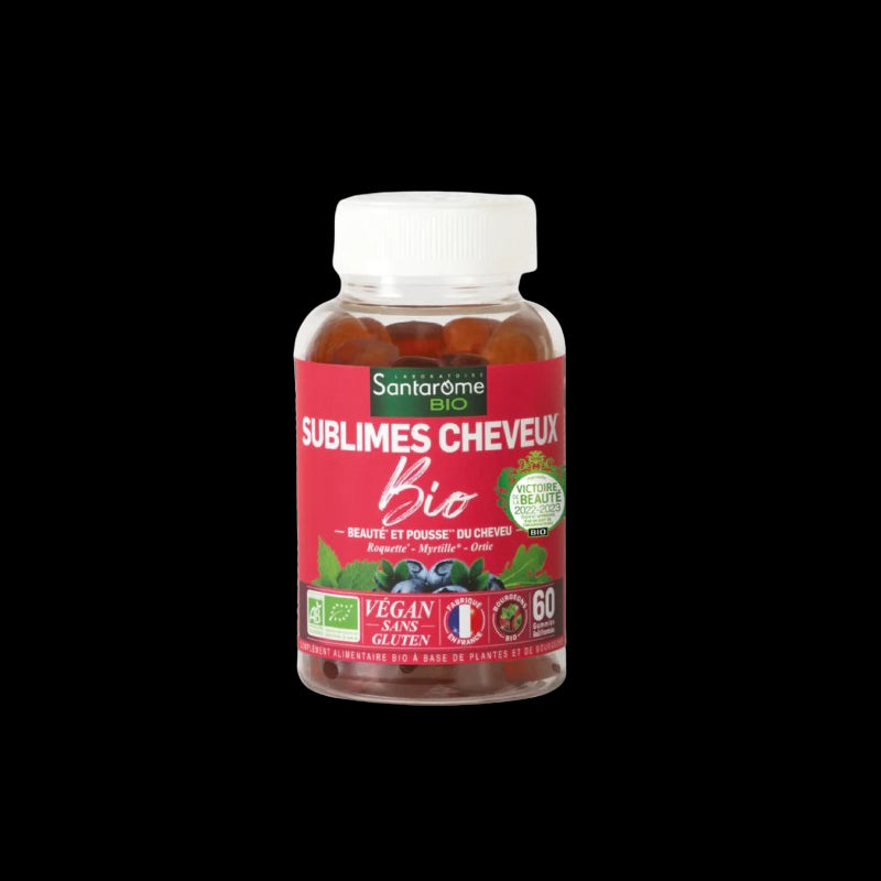 SANTAROME BIO Gummies Sublimes Cheveux Bio - Pousse du Cheveu | 60 Gummies