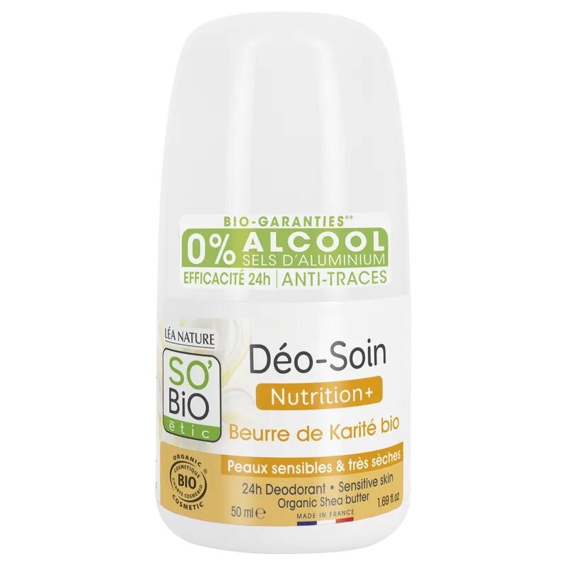SO'BIO ETIC Déo-soin nutrition+ Roll-on Karité | 50 ml prix Maroc