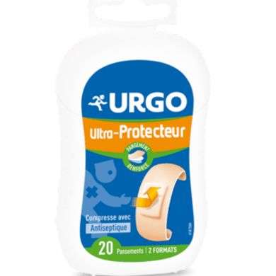URGO ULTRA PROTECTEUR COMPRESSE AVEC ANTISEPTIQUE 20 PANSEMENTS prix Maroc
