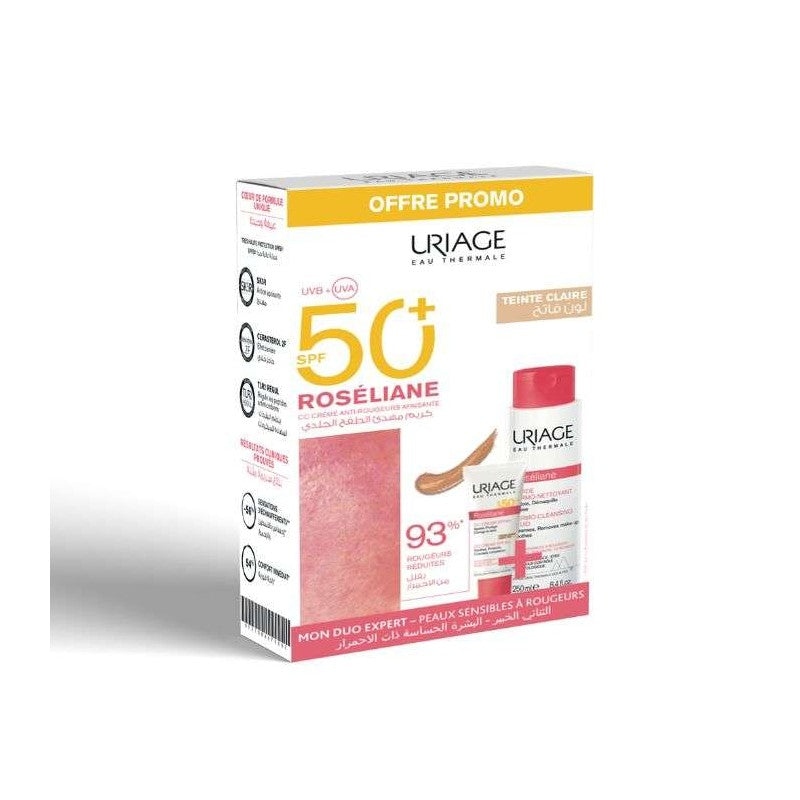 URIAGE ROSELIANE CC CREME SPF50 TEINTE CLAIRE 40ML + DERMO NETTOYANT 250ML