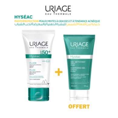 URIAGE OFFRE HYSEAC FLUIDE ECRAN SPF 50 + GEL NETTOYANT 50ML OFFERT Parapharmacie prix Maroc