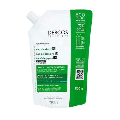 Vue 1 de la Vichy Dercos Éco-Recharge Anti-Pelliculaire Cheveux Normaux à Gras 500 ml