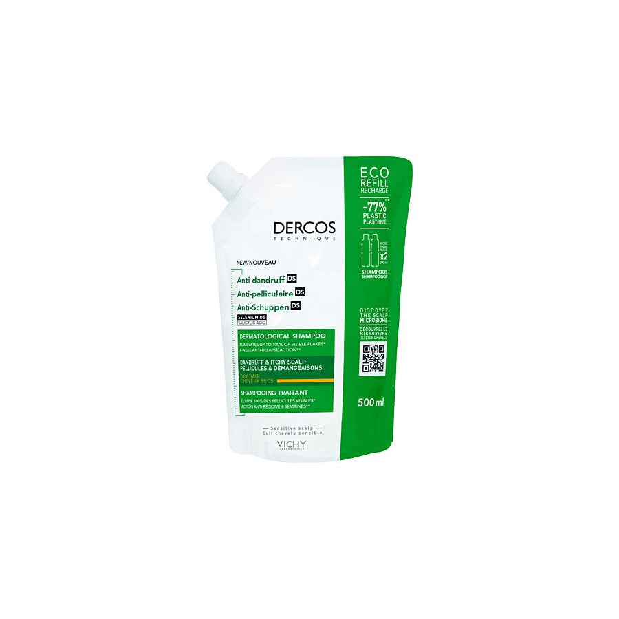 Vichy Dercos Éco-Recharge Shampooing Anti-Pelliculaire Cheveux Secs 500 ml