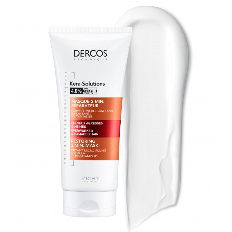 Vichy Dercos Kera-Solutions Masque Réparateur 2 minutes 200 ml, vue de face — La Maison Para, prix Maroc, parapharmacie