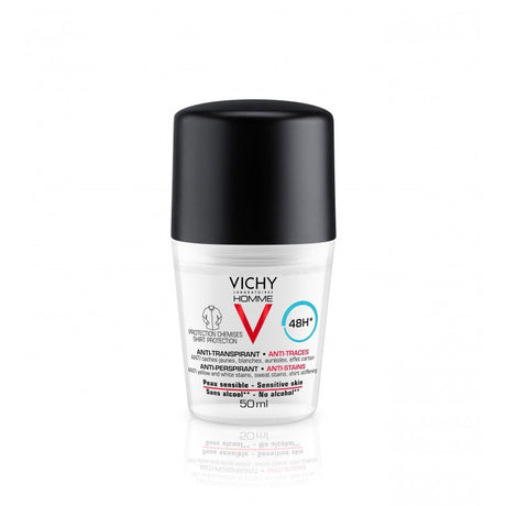 Vichy Homme Déodorant Bille Anti-Traces 48H Protection Chemises Peau Sensible | 50ml prix Maroc