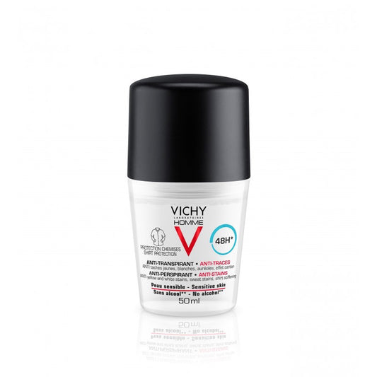 Vichy Homme Déodorant Bille anti-Traces 48H Protection Chemises Peau