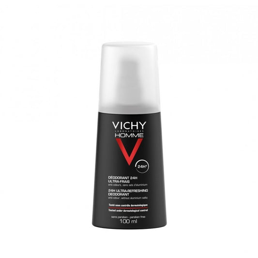 Vichy Homme Déodorant Vaporisateur Ultra-Frais 24H Peau Sensible 100ml