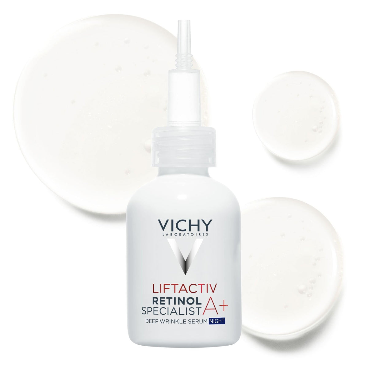 Vichy Liftactiv Retinol Specialist sérum 30 ml, flacon et texture du soin — La Maison Para, prix Maroc, parapharmacie
