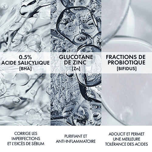 Vichy Normaderm Phytosolution Gel Purifiant Intense 400 ml, visuel des actifs acide salicylique zinc et probiotiques — La Maison Para, prix Maroc, parapharmacie